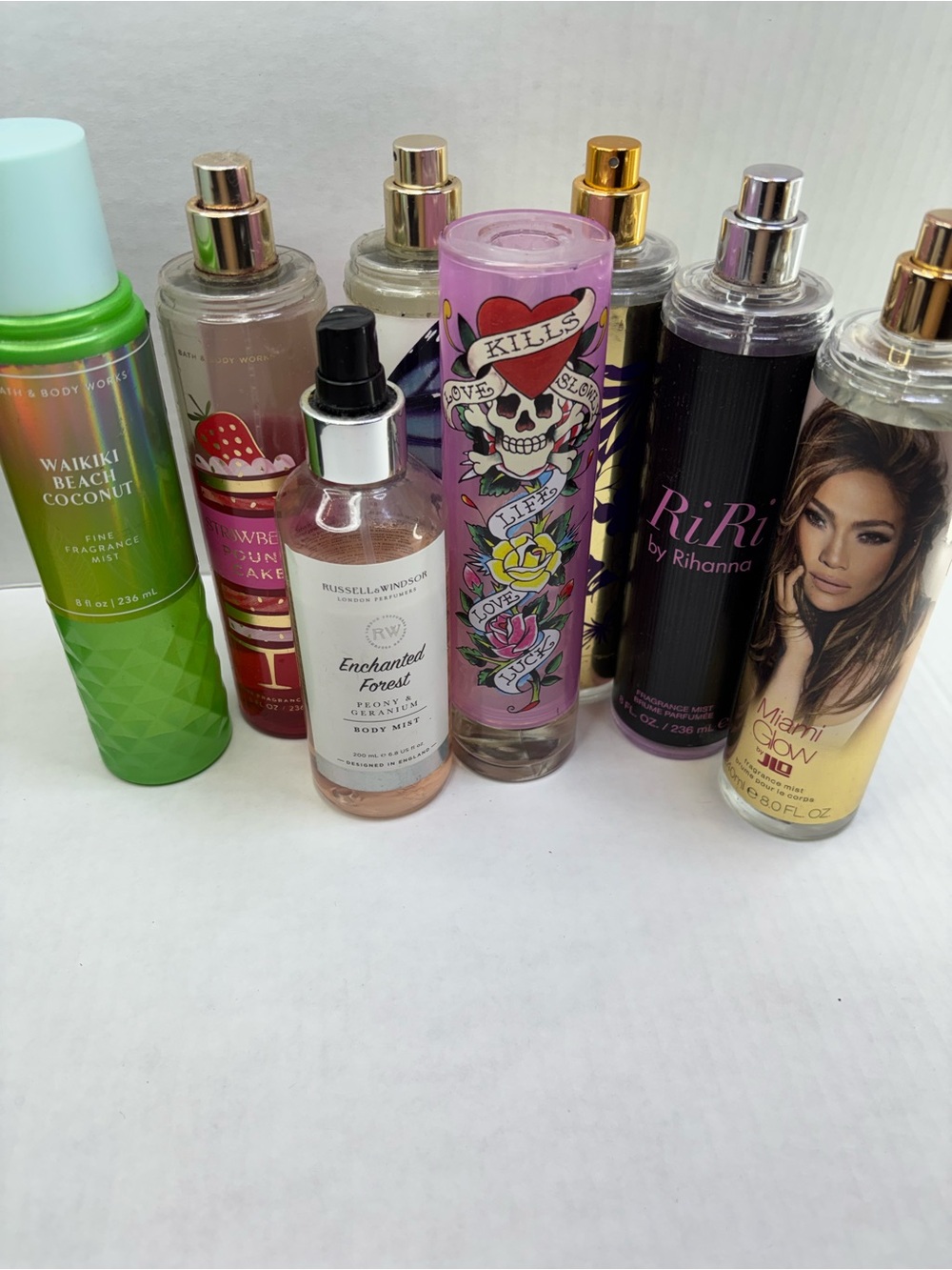 Bath & Body Works, Ed Hardy, J Lo, Ri Ri Tommy Bahamas Fragrance Mist 8 Bundle